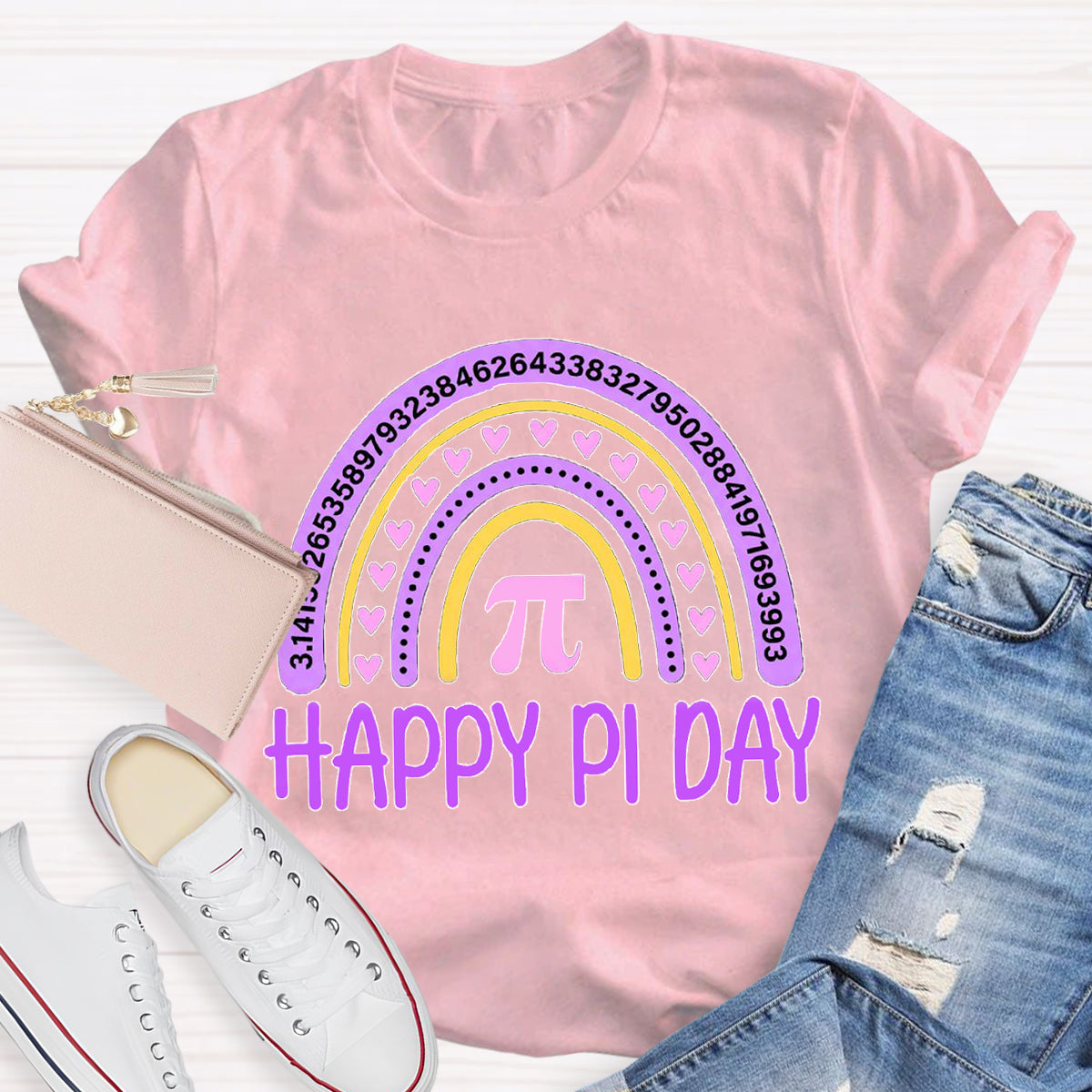 Happy Pi Day Purple Rainbow T-Shirt