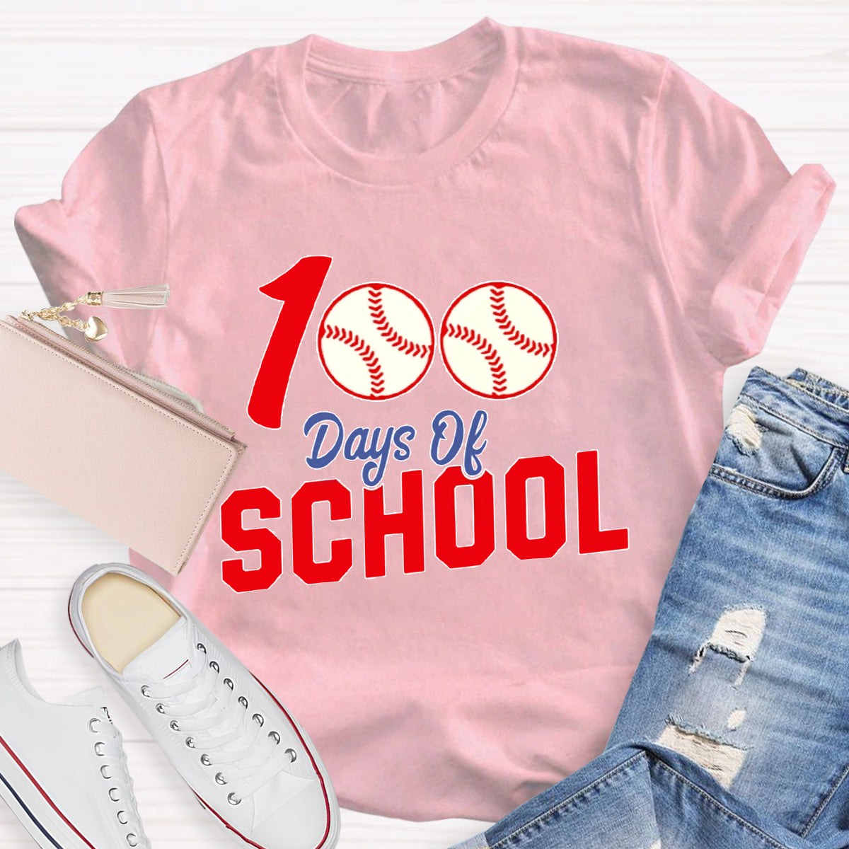 100 Days Of School Baseball T-Shirt