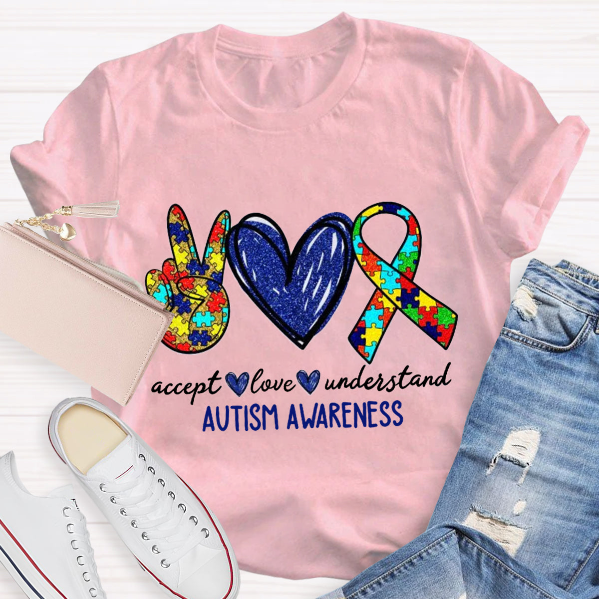 Teach Accept Understand Love Autism Awareness Teacher T-Shirt