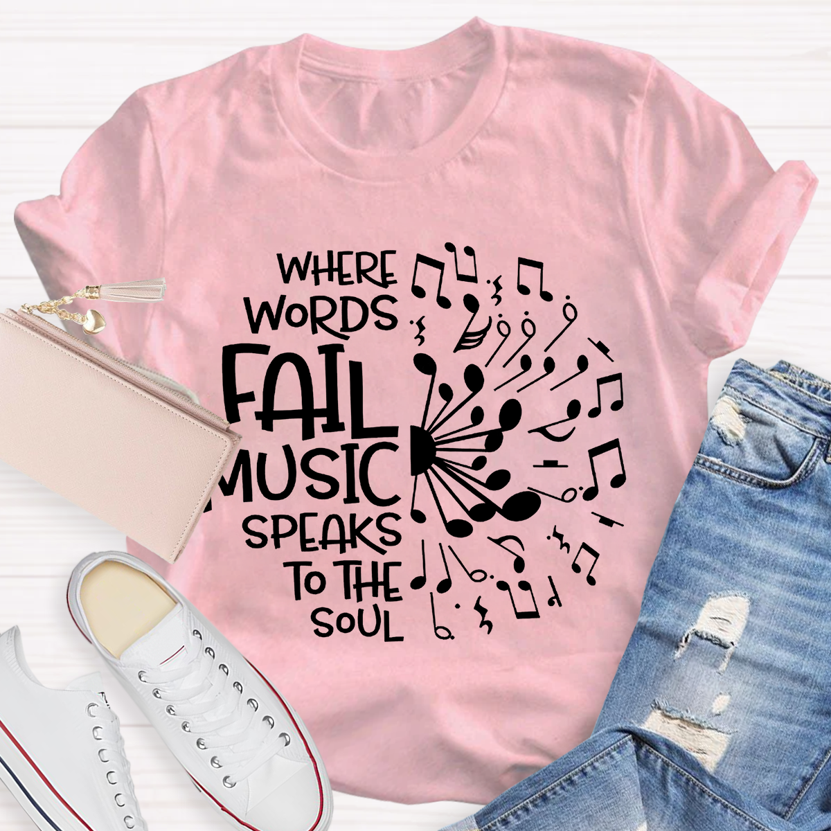 Where Words Fail Music Speaks To The Soul Teacher T-Shirt