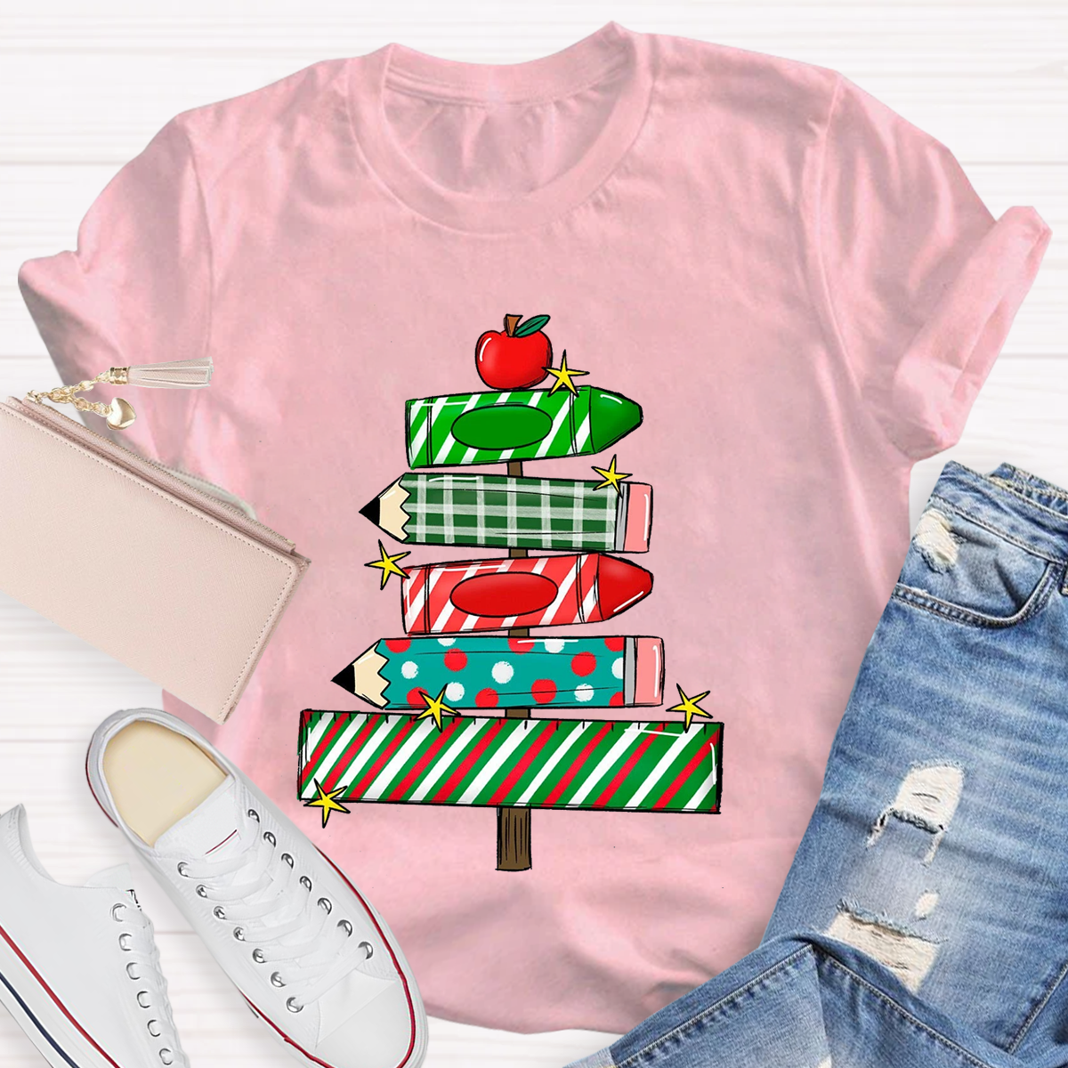 Christmas Pencil Tree Teacher T-Shirt