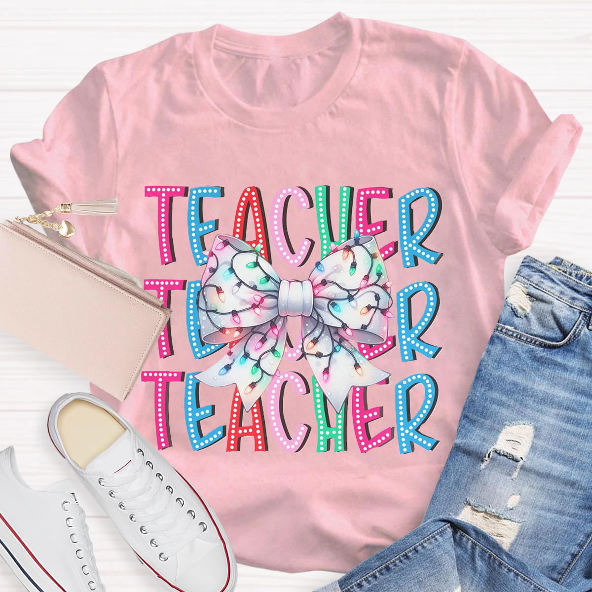 Christams Teacher Bow T-Shirt