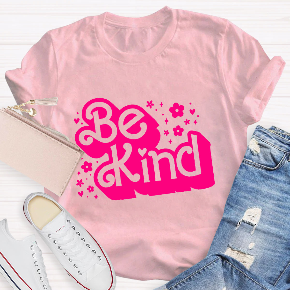 Be Kind Pink Flower Teacher T-Shirt