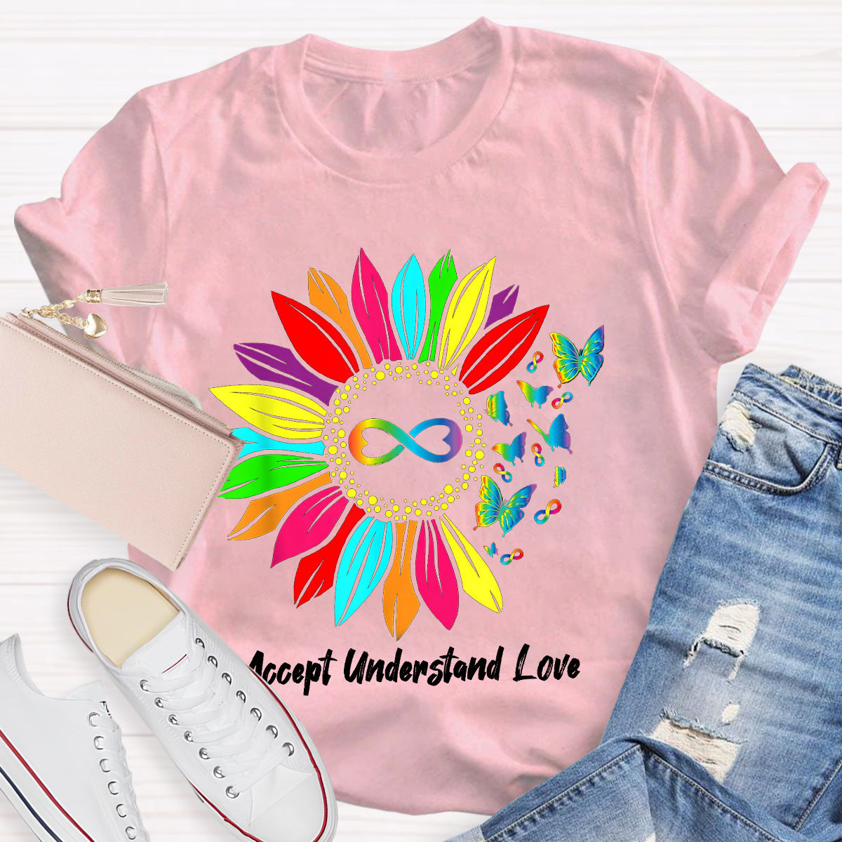 Accept Understand Love Colorful Sunflower T-Shirt