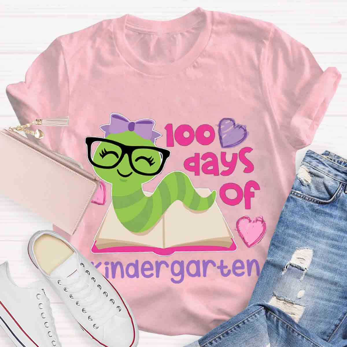 Personalized Grade 100 Days Of Kindergarten Teacher T-Shirt