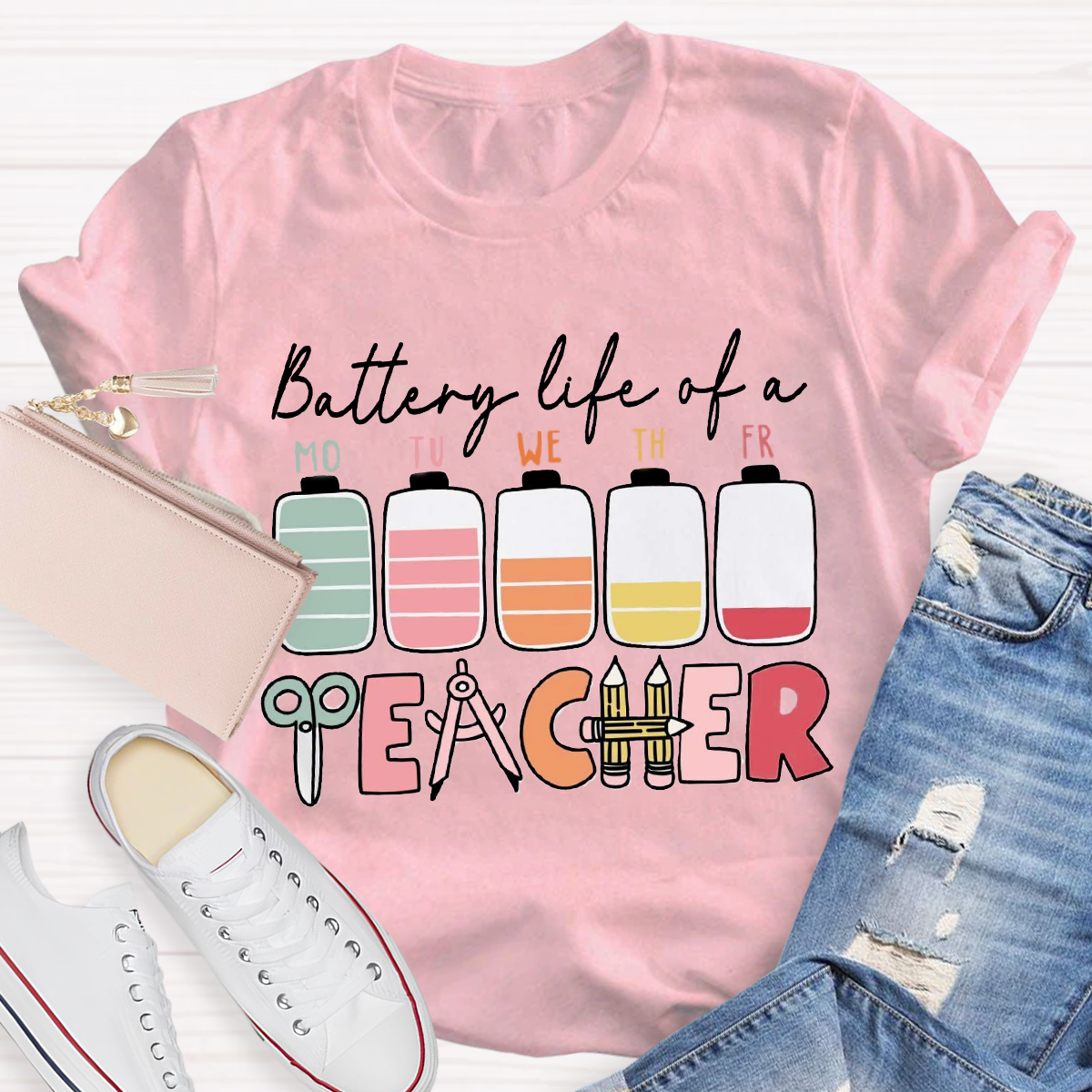 Battery Life Of A Teacher T-Shirt