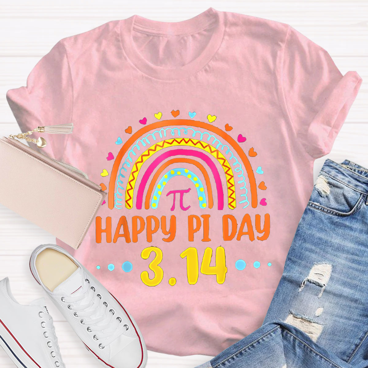 Happy Pi Day Rainbow Teacher T-Shirt