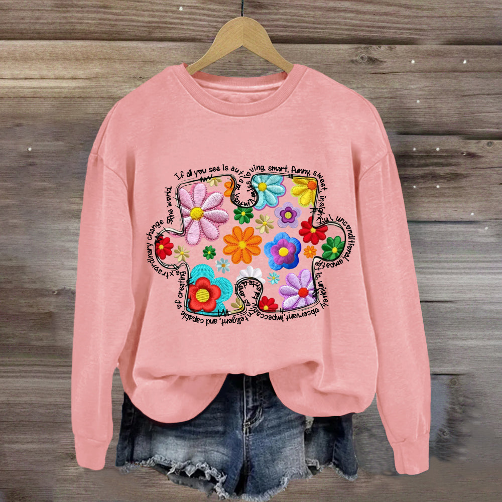 Floral Puzzle Pieces Austim Sweatshirt