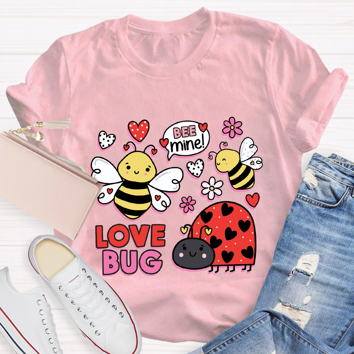 Bee Mine Love Bug Teacher T-Shirt