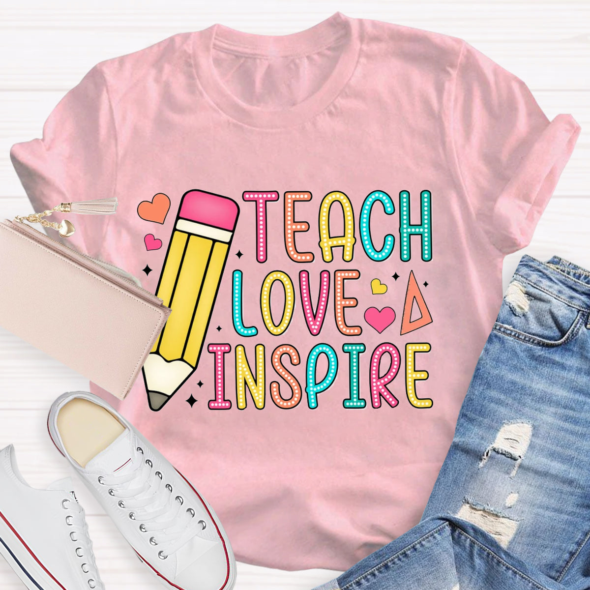 Teach Love Inspire Pencile T-Shirt