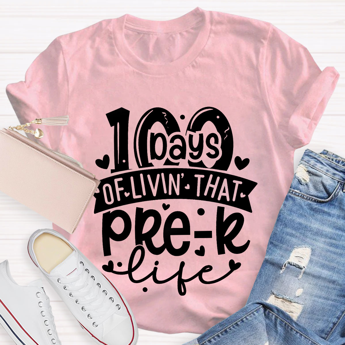 Personalized Grade 100 Days Of Livin' That Pre-K Life T-Shirt