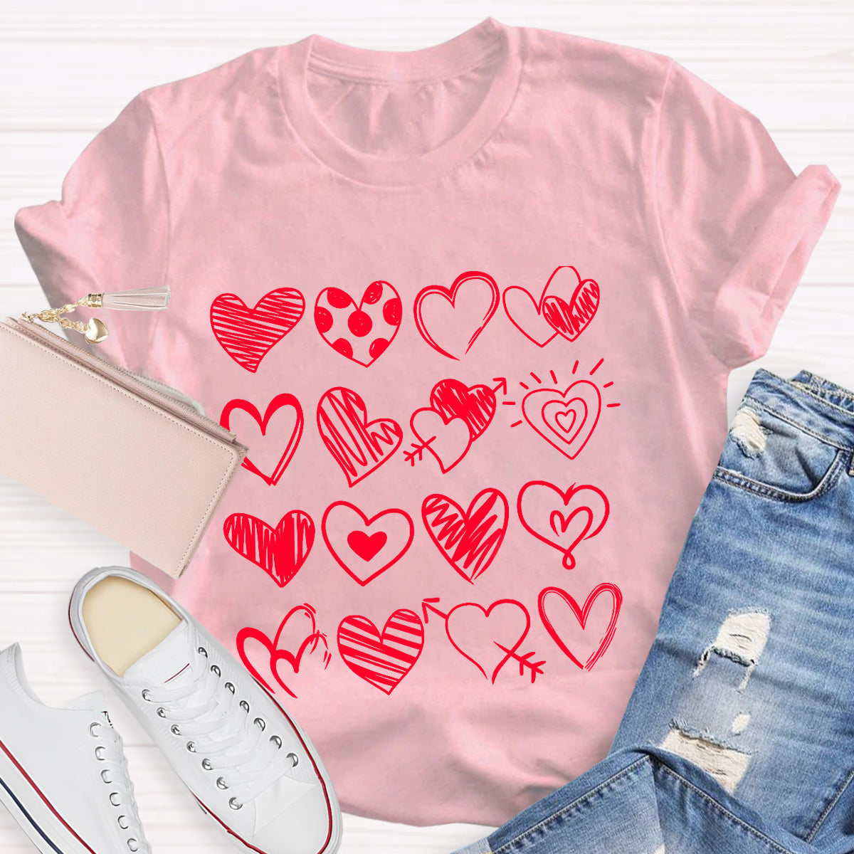 Cute Heart Valentine's Day Teacher T-Shirt