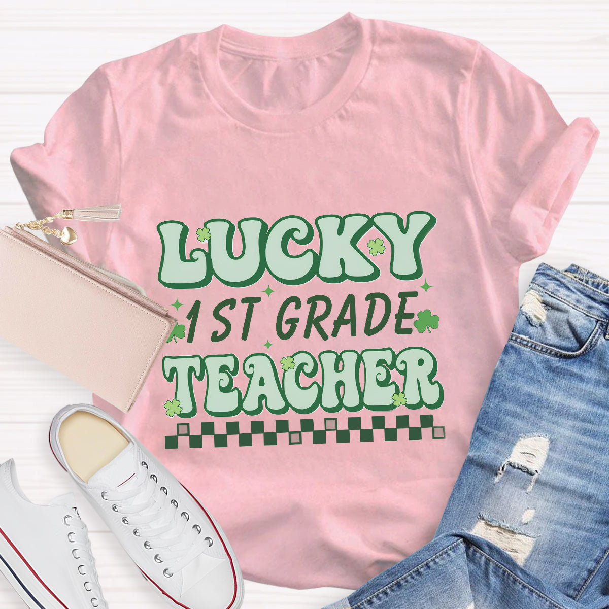 Personalized Grade Lucky Teacher T-Shirt