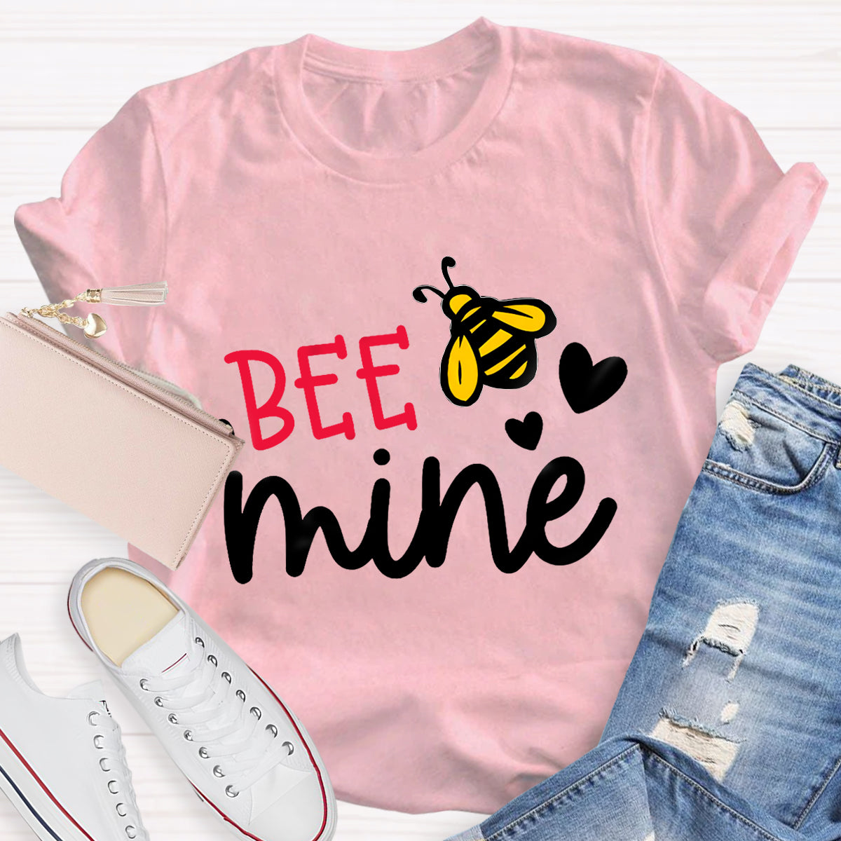 Be  Mine Heart Printed Teacher T-Shirt