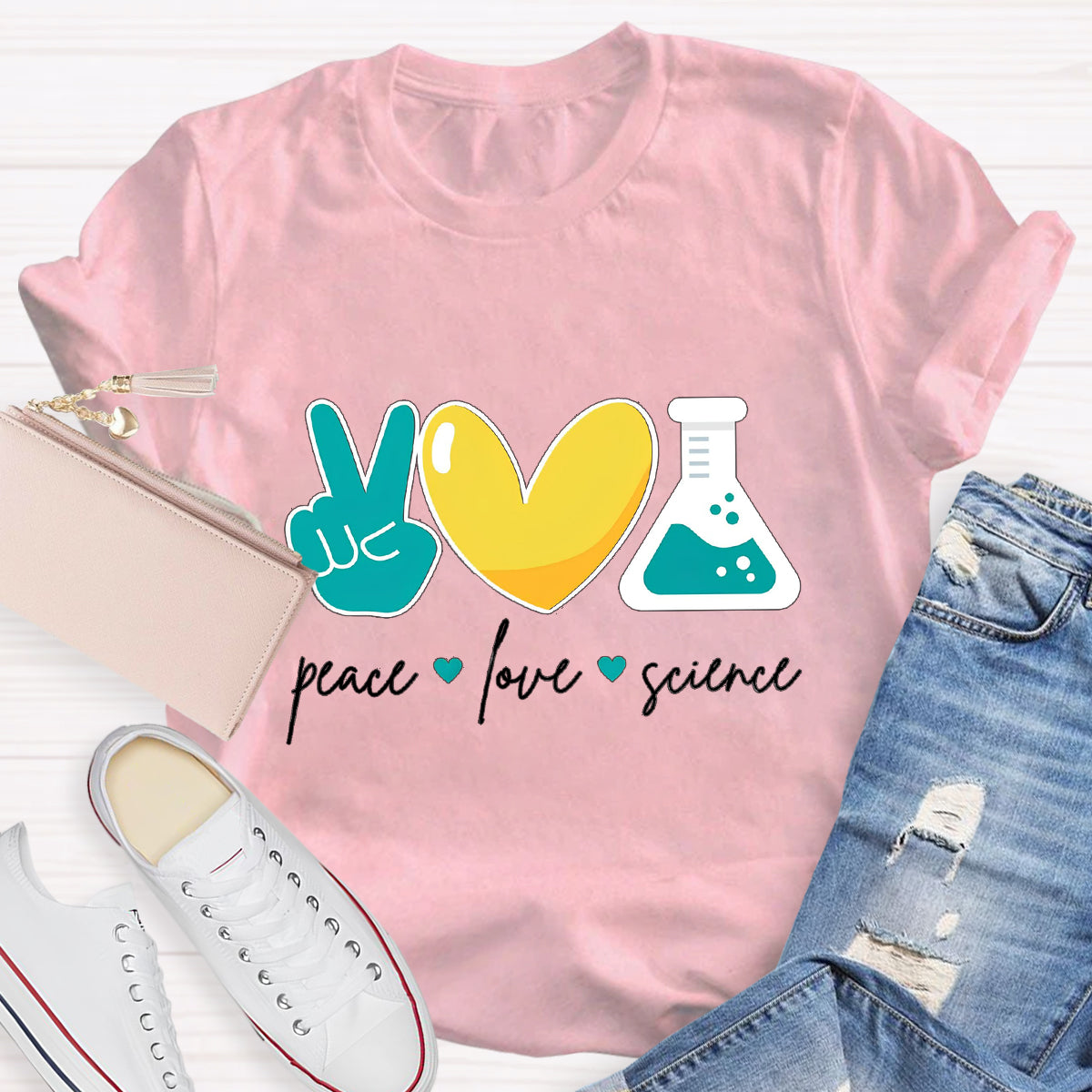 Peace Love Science Teacher T-Shirt