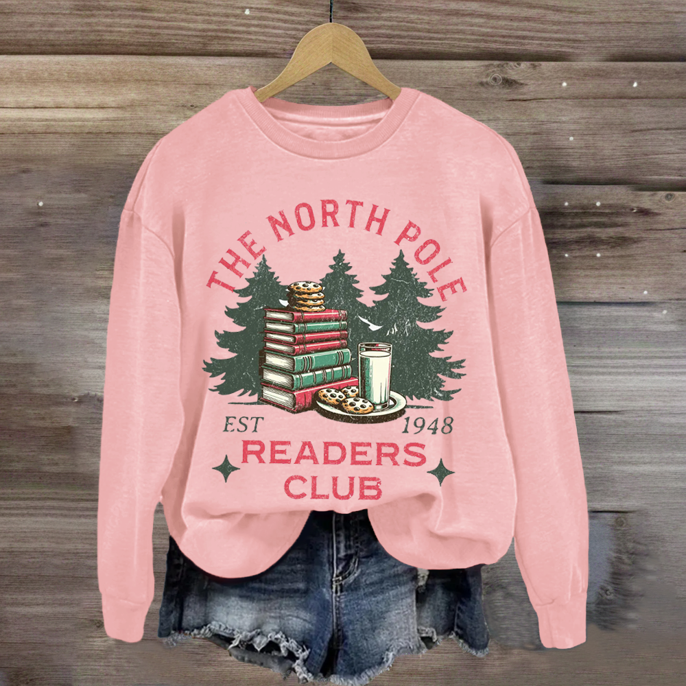 North Pole Book Club Santa Book Lover Sweatshirt