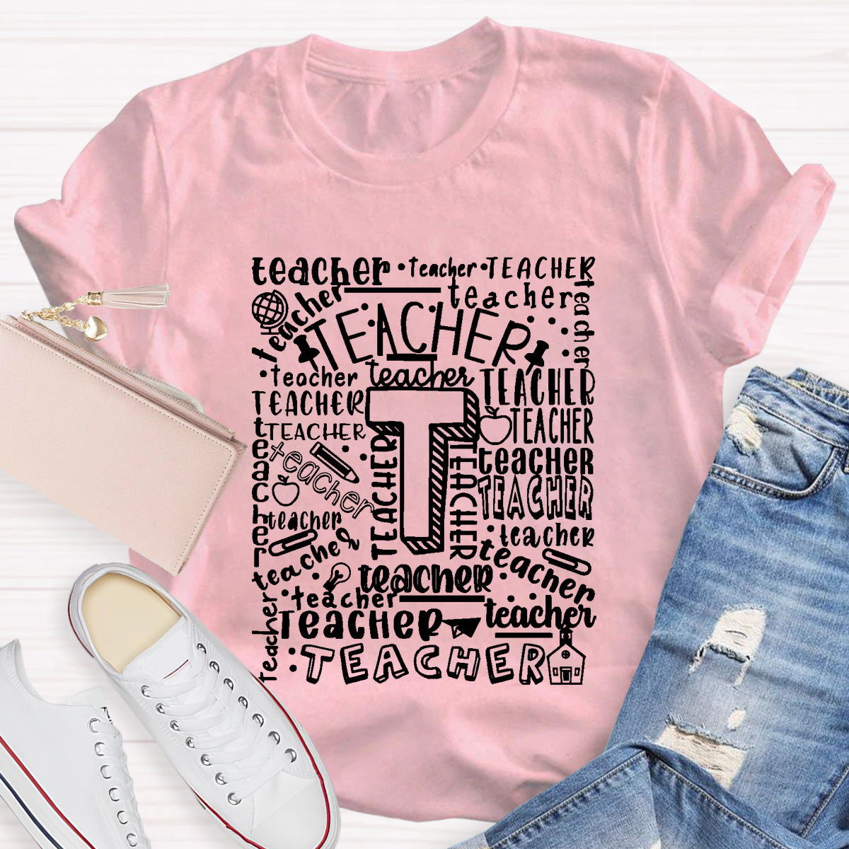 Optimistically And Positively Teacher T-Shirt