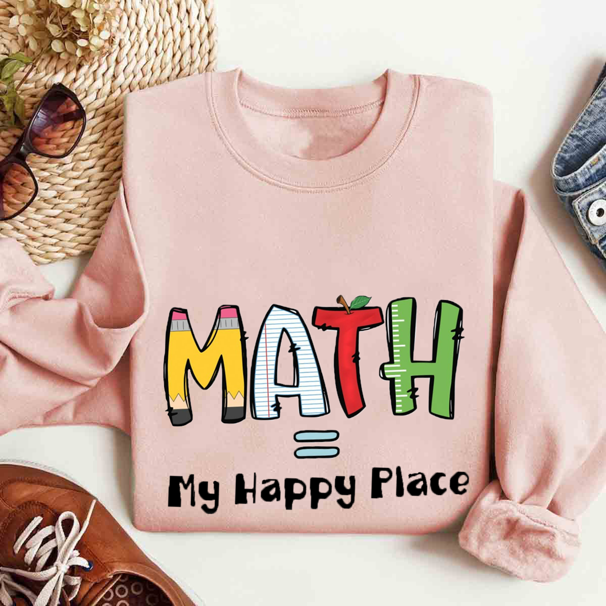 Math Is My Happy Place Cute Math Teacher Sweatshirt