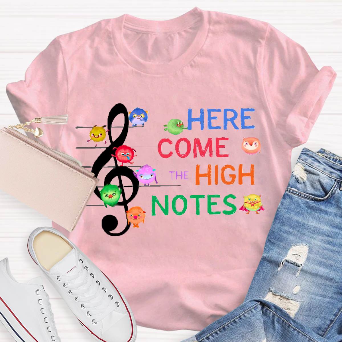 Here Come The High Notes Music Teacher T-Shirt