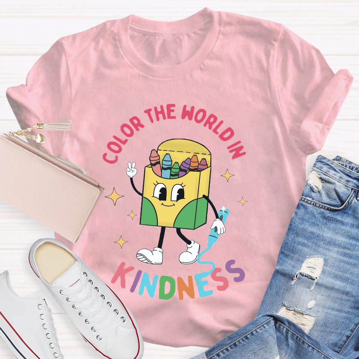 Color the World in Kindness Teacher T-Shirt