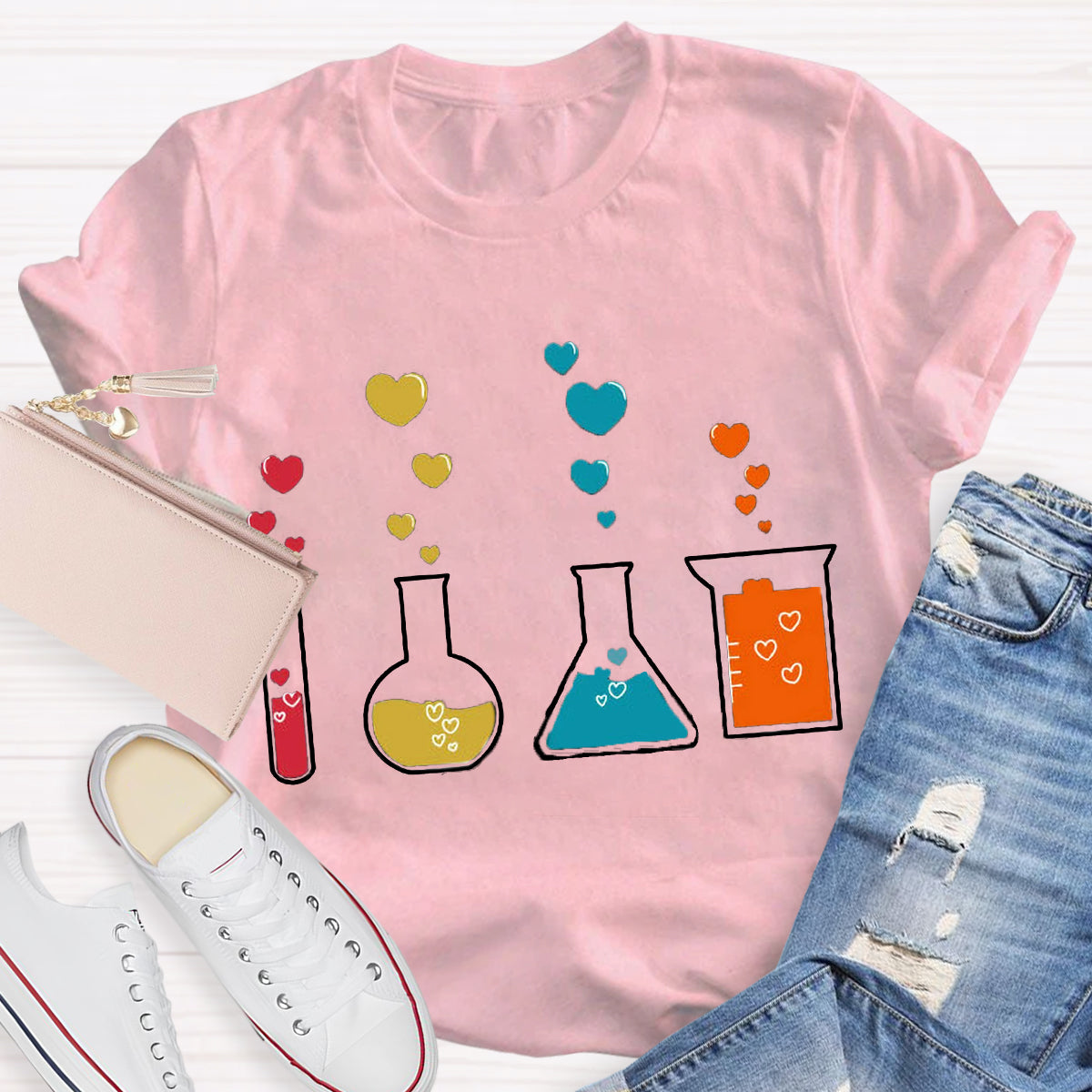 Cute Chemistry Hearts Teacher T-Shirt