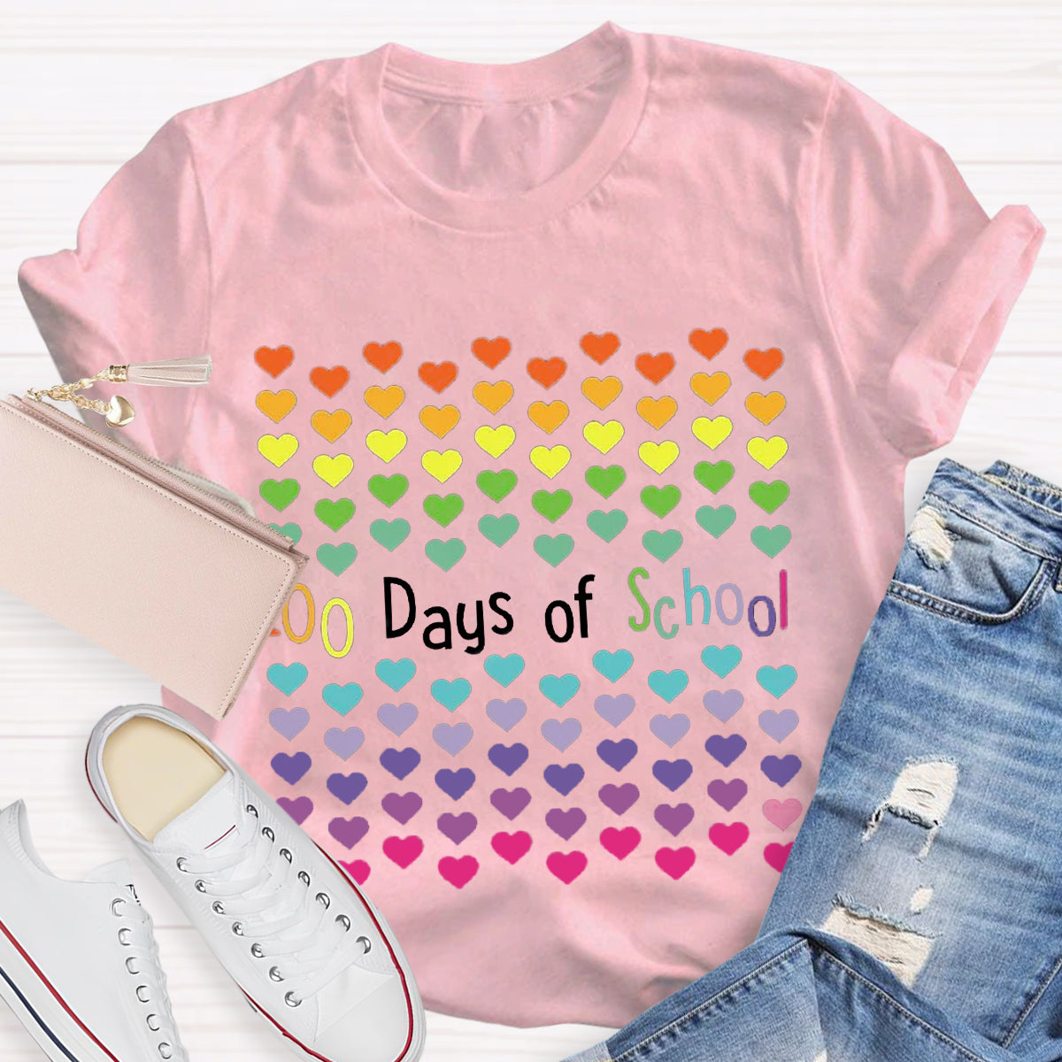 100 Days Of School Of Hearts T-Shirt