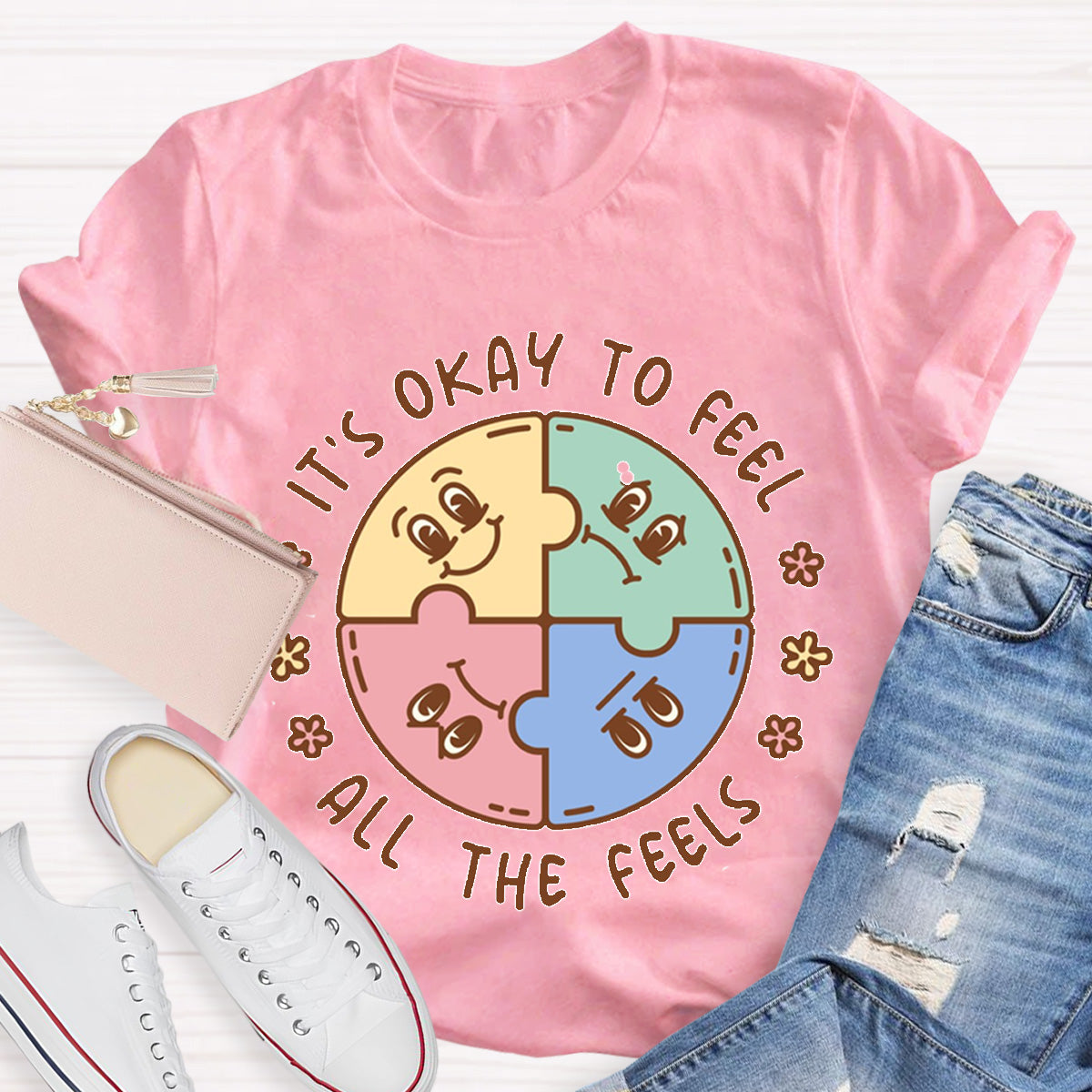 It's Okay To Feel All The Feels ABA Therapist Teacher T-Shirt