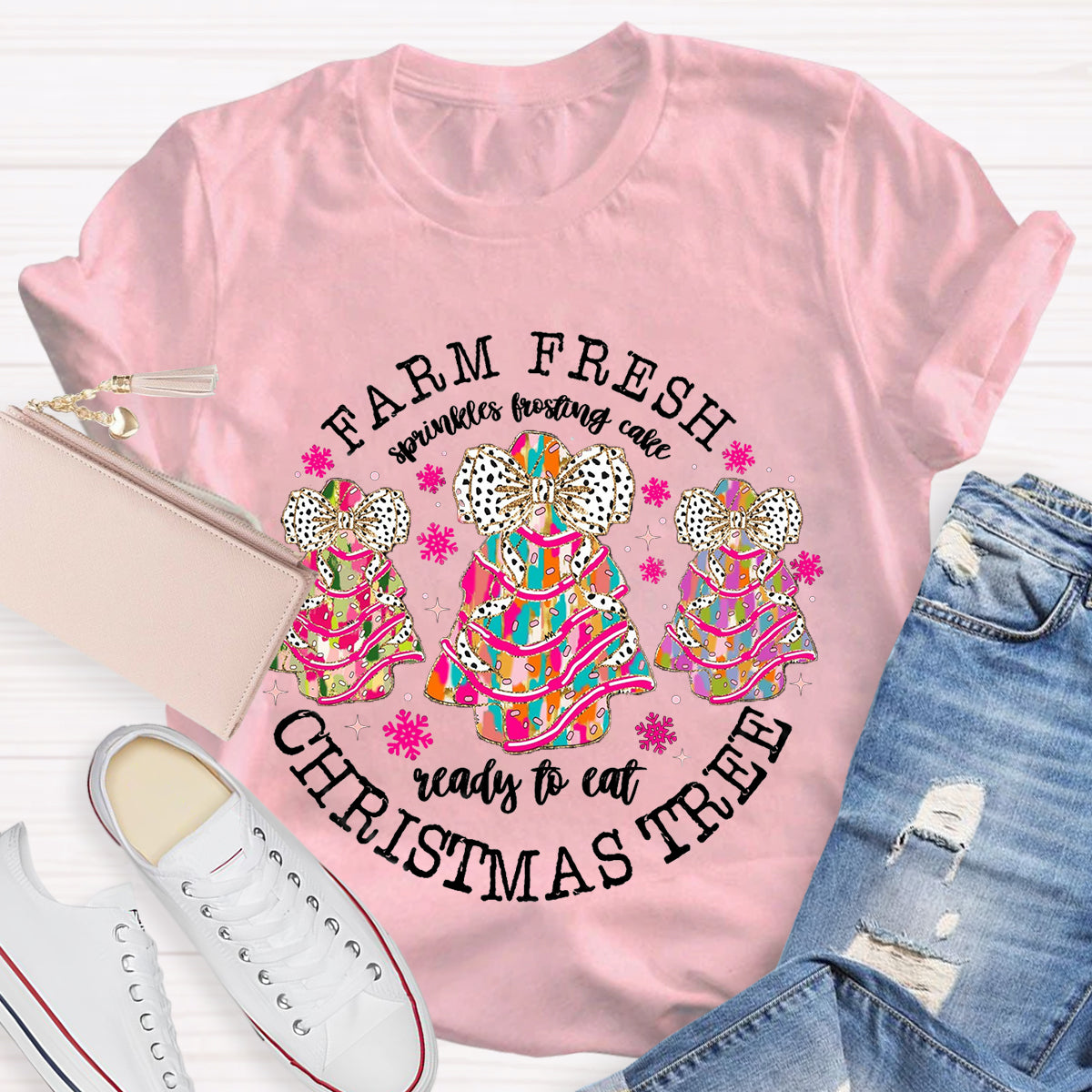 Farm Fresh Christmas Tree Spirals Frosting Cake Ready To Eat T-Shirt