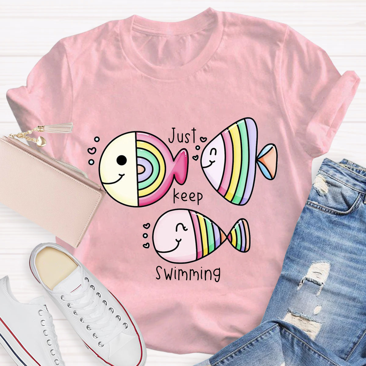 Just Keep Swimming Funny Fish T-Shirt