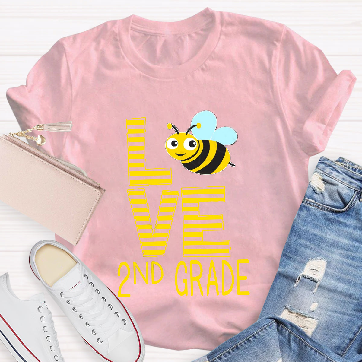 Personalized Grade Bee Love Teacher T-Shirt