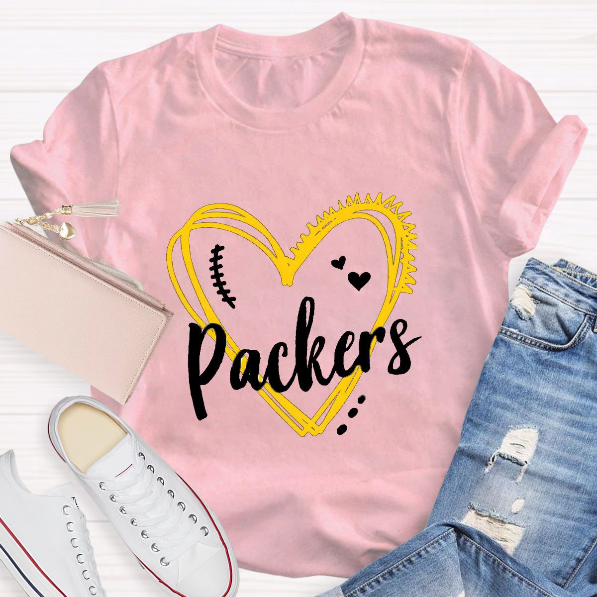 Personalized Mascot Yellow Heart Teacher T-Shirt