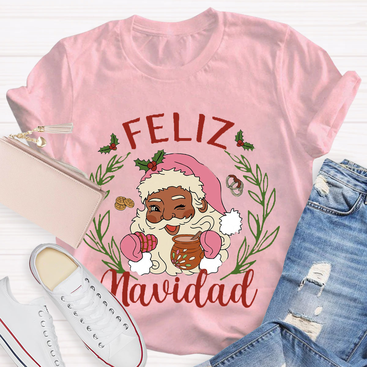 Feliz Navidad Santa Claus Spanish Teacher T-Shirt