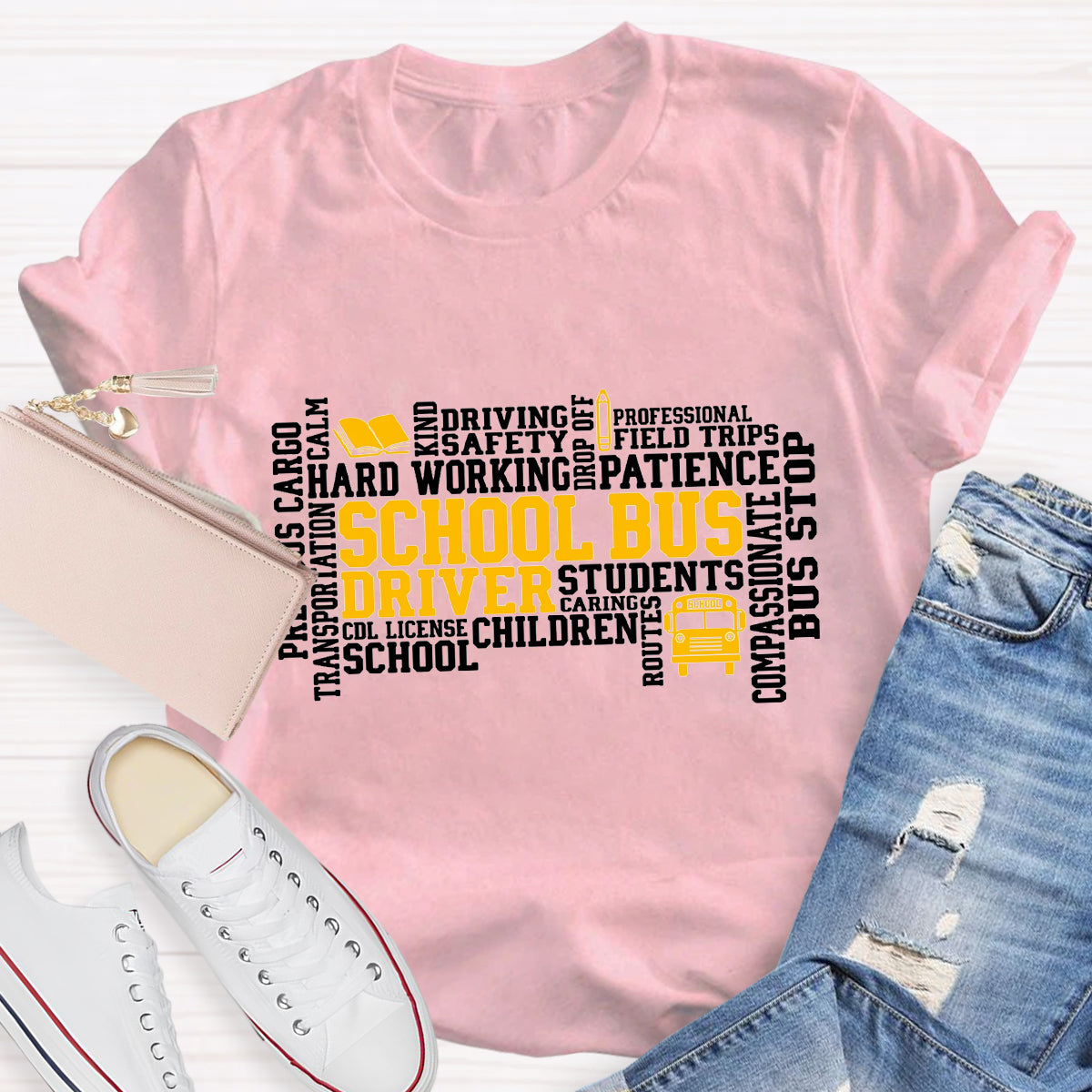 School Bus Driver Caring Students T-Shirt