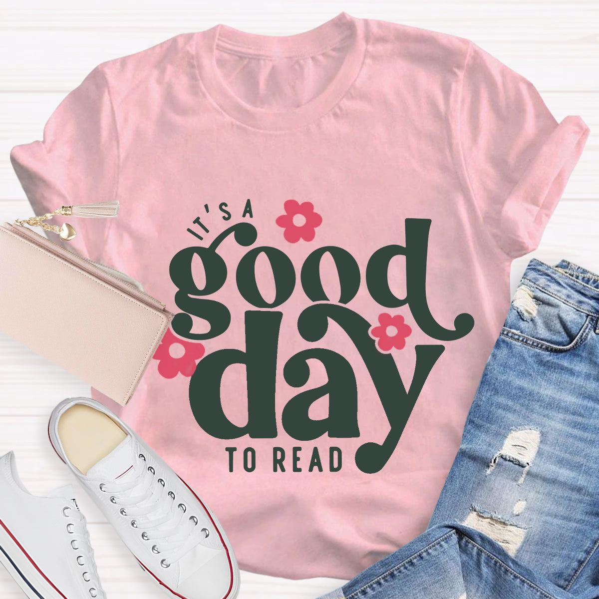 It'S A Good Day To Read Pink Flower T-Shirt