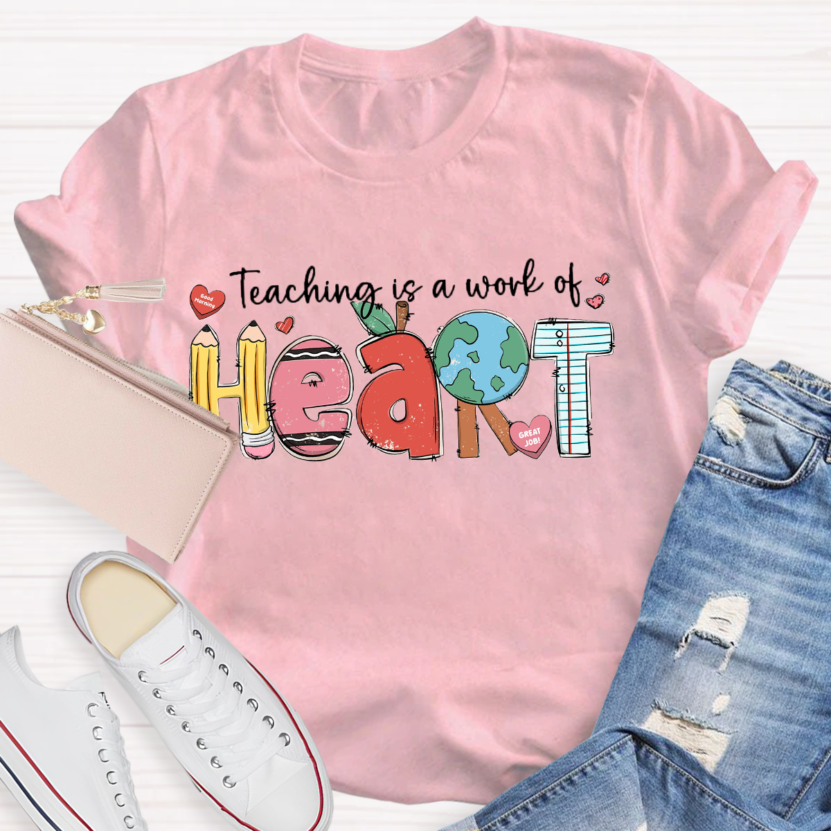 Teaching Is A Work Of Heart Teacher T-Shirt