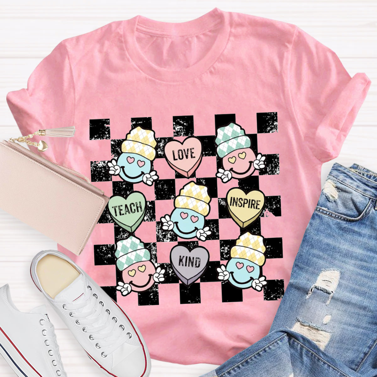 Teacher Conversation Hearts Valentines Day T-Shirt