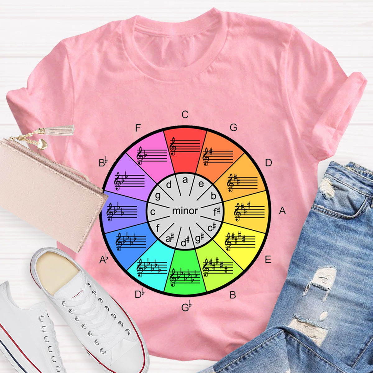 Circle Of Fifths Color Wheel For Music Artists Teacher T-Shirt