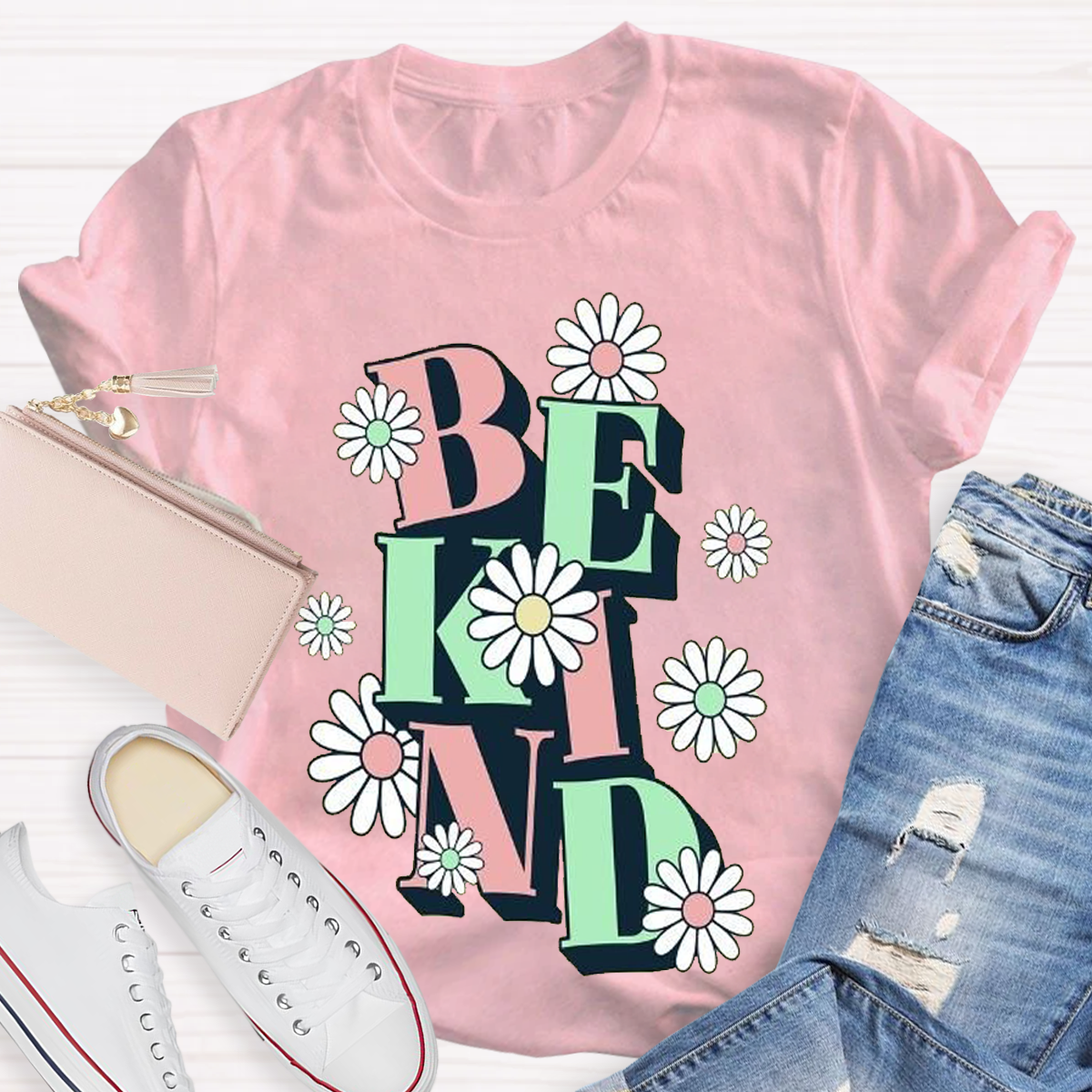 Be Kind Flower Design Teacher T-Shirt