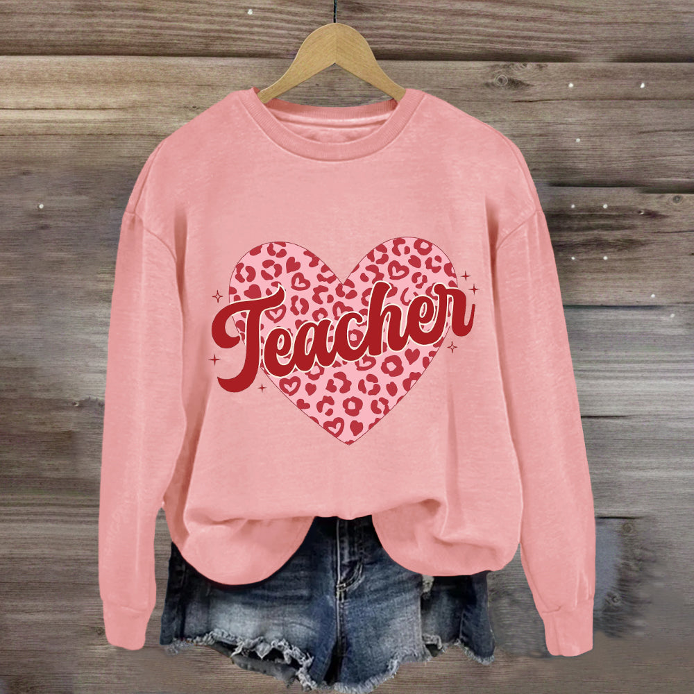 Checkered Heart Teacher Sweatshirt