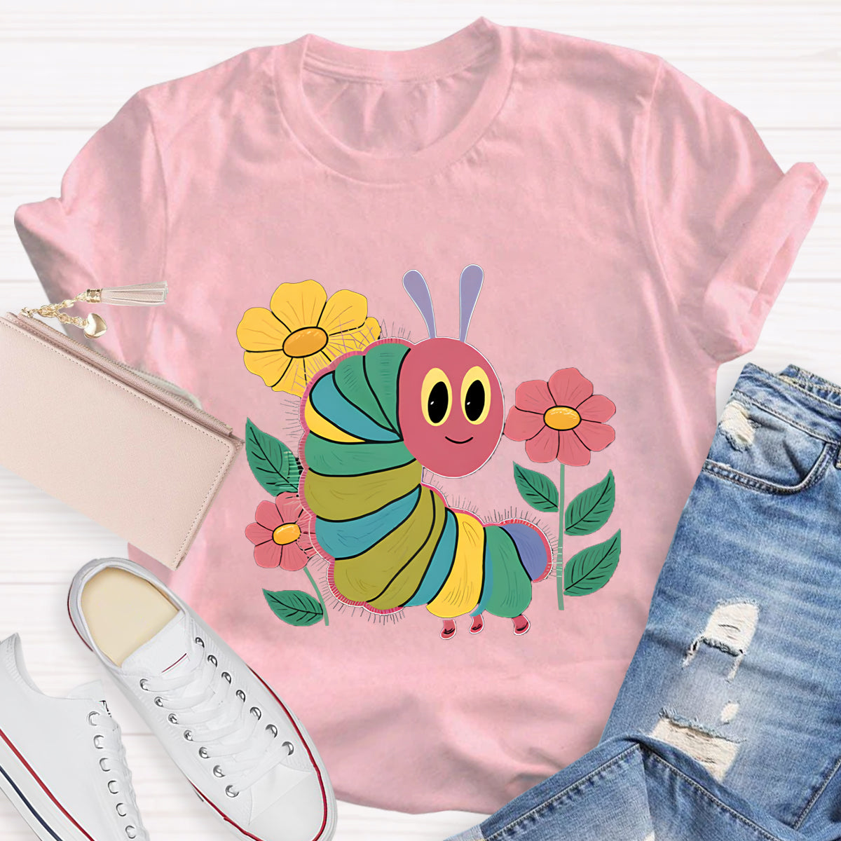 Flowers And Hungry Caterpillar Teacher T-Shirt