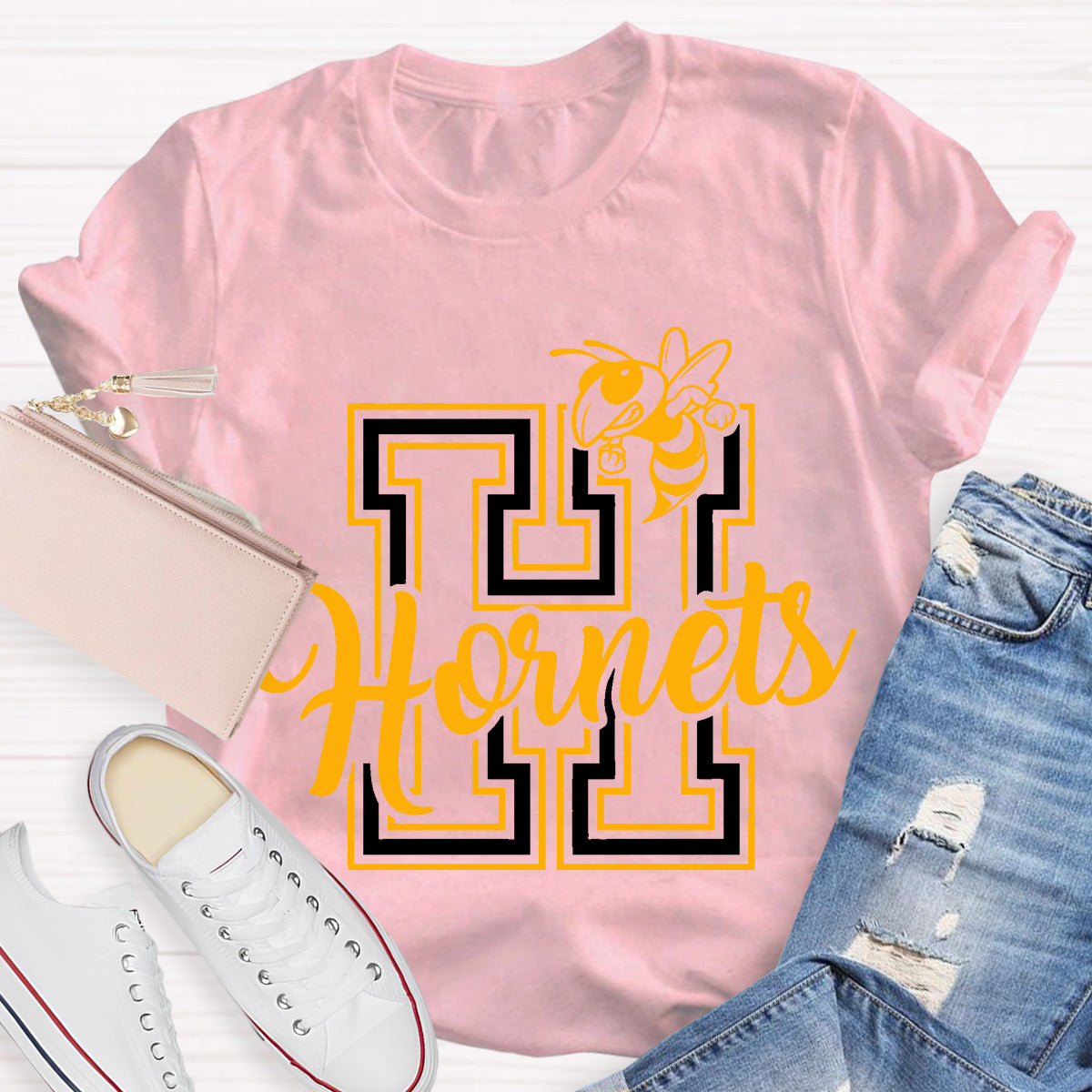 Personalized School Mascot Hornets Teacher T-Shirt