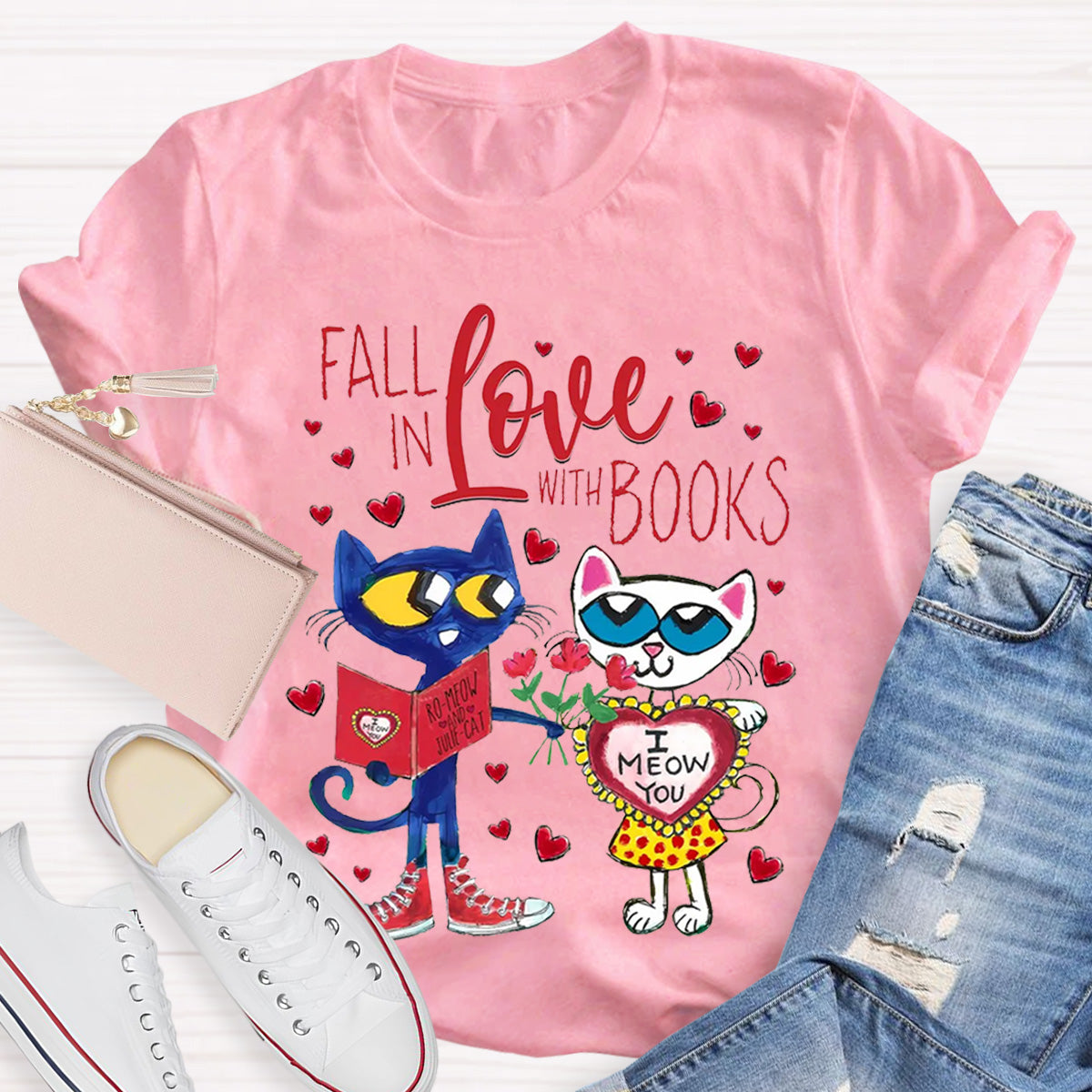 Fall In Love With Book Teacher T-Shirt