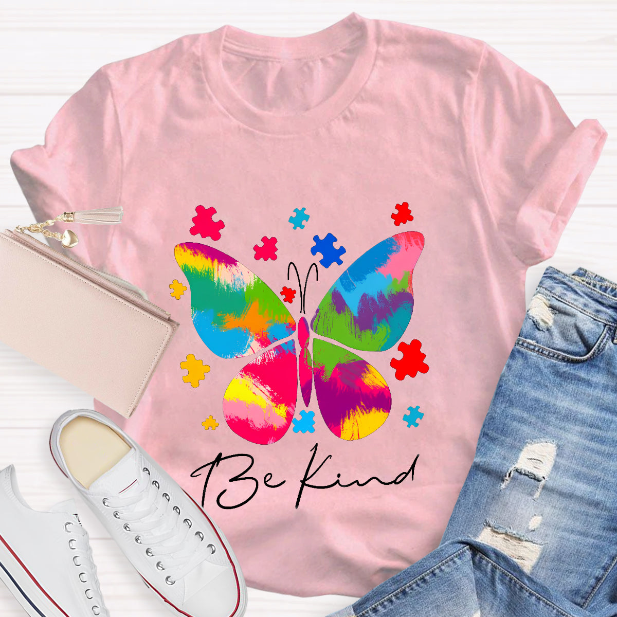 Be Kind Butterfly Teacher T-Shirt