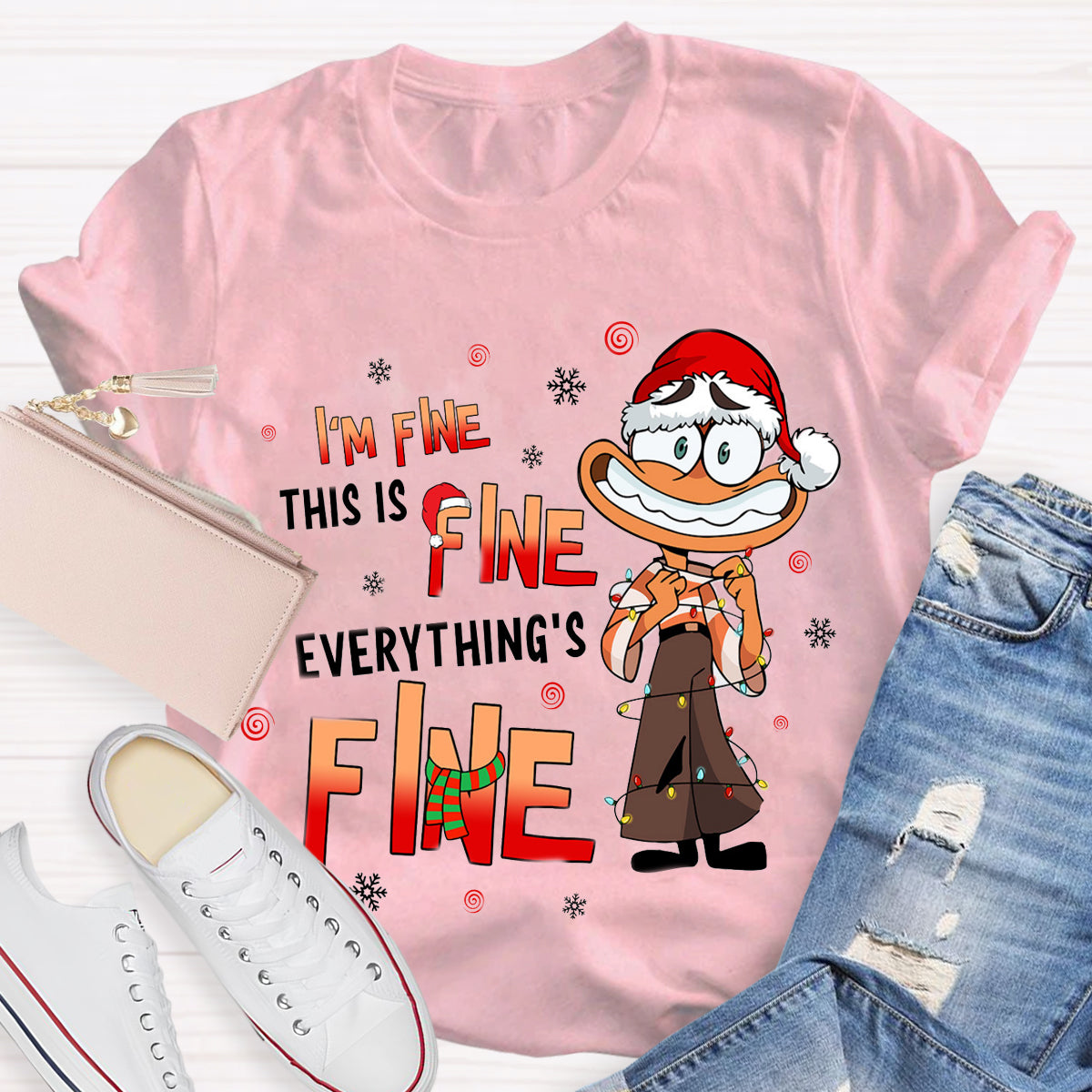 I'm Fine Everything Is Fine Christmas  Emotions T-Shirt