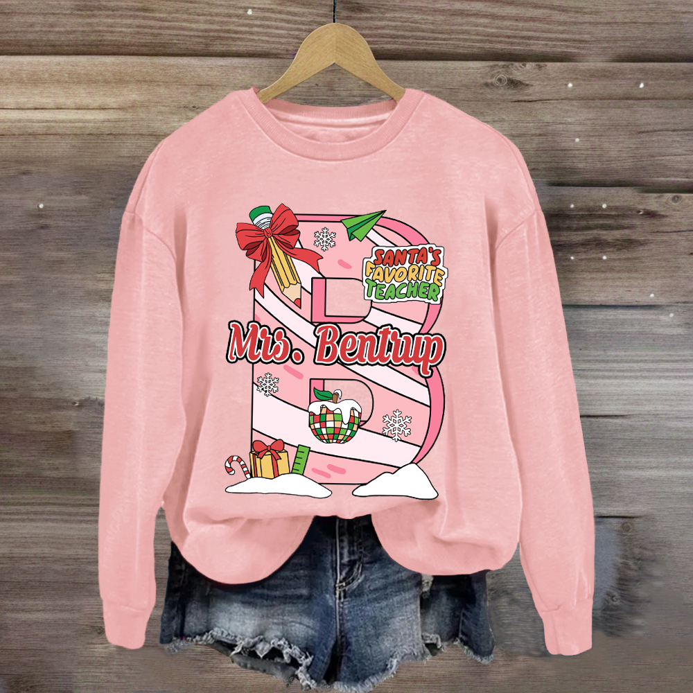 Personalized Name Santa's Favorite Teacher Sweatshirt