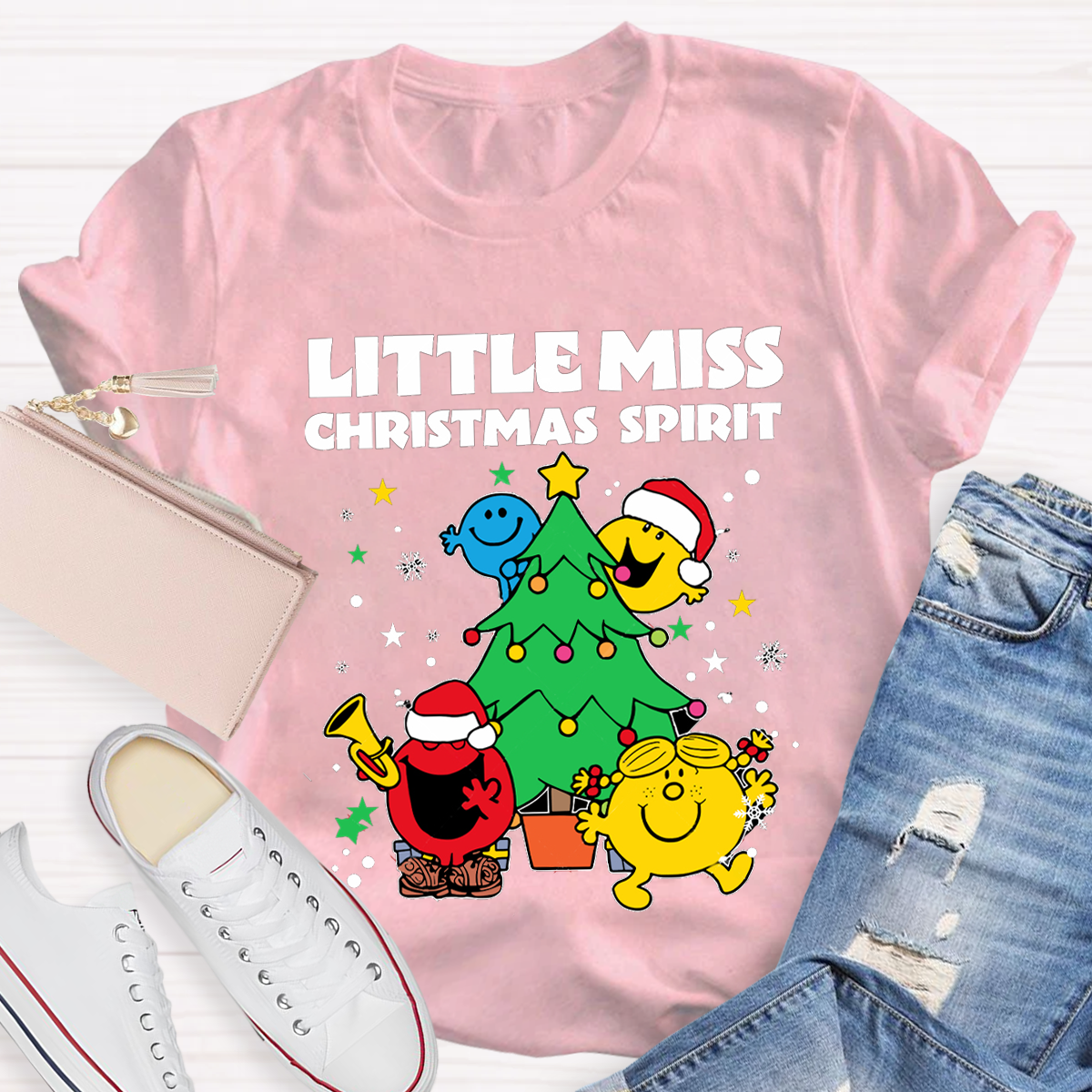 Little Miss Christmas Spirit Teacher T-Shirt