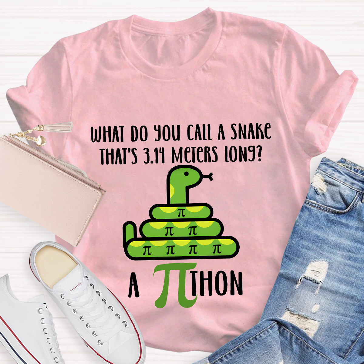 What Do You Call A Snake That'S 3.14 Meters Long Funny Pi Day T-Shirt