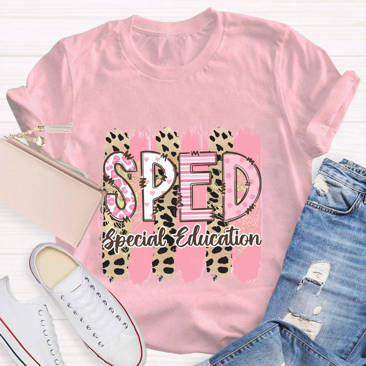 Pink Leopard SPED Special Education T-Shirt