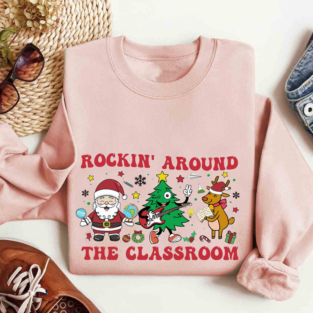 Rockin Around The Classroom Teacher Life Sweatshirt