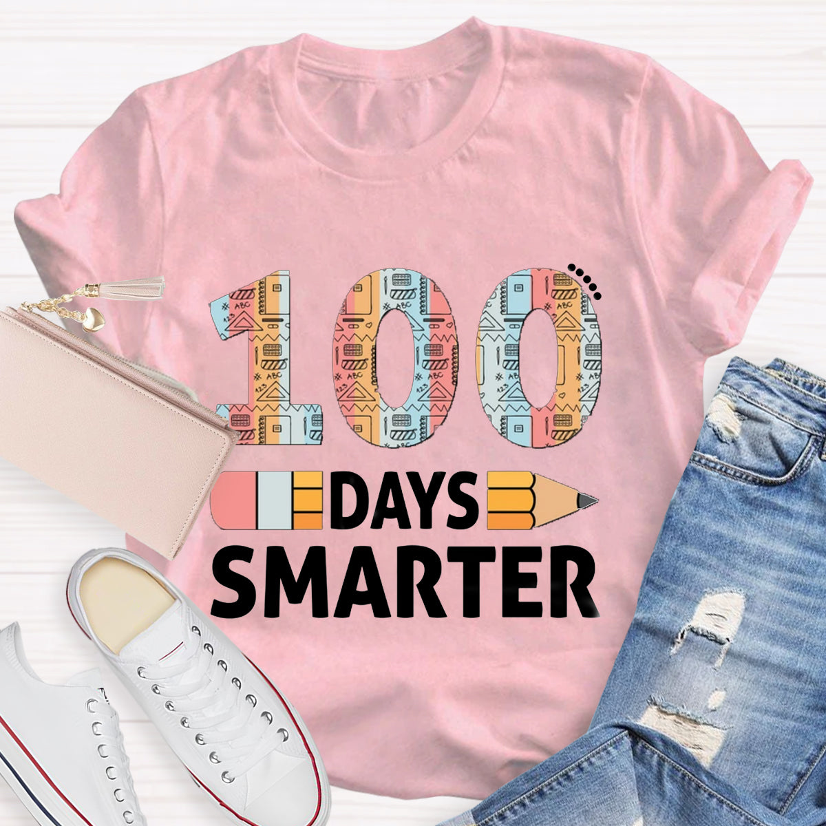 100 Days Smarter Pencil Teacher T-Shirt